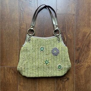Vintage Y2K 2000s Nine West Woven Beaded Tote Shoulder Bag Purse